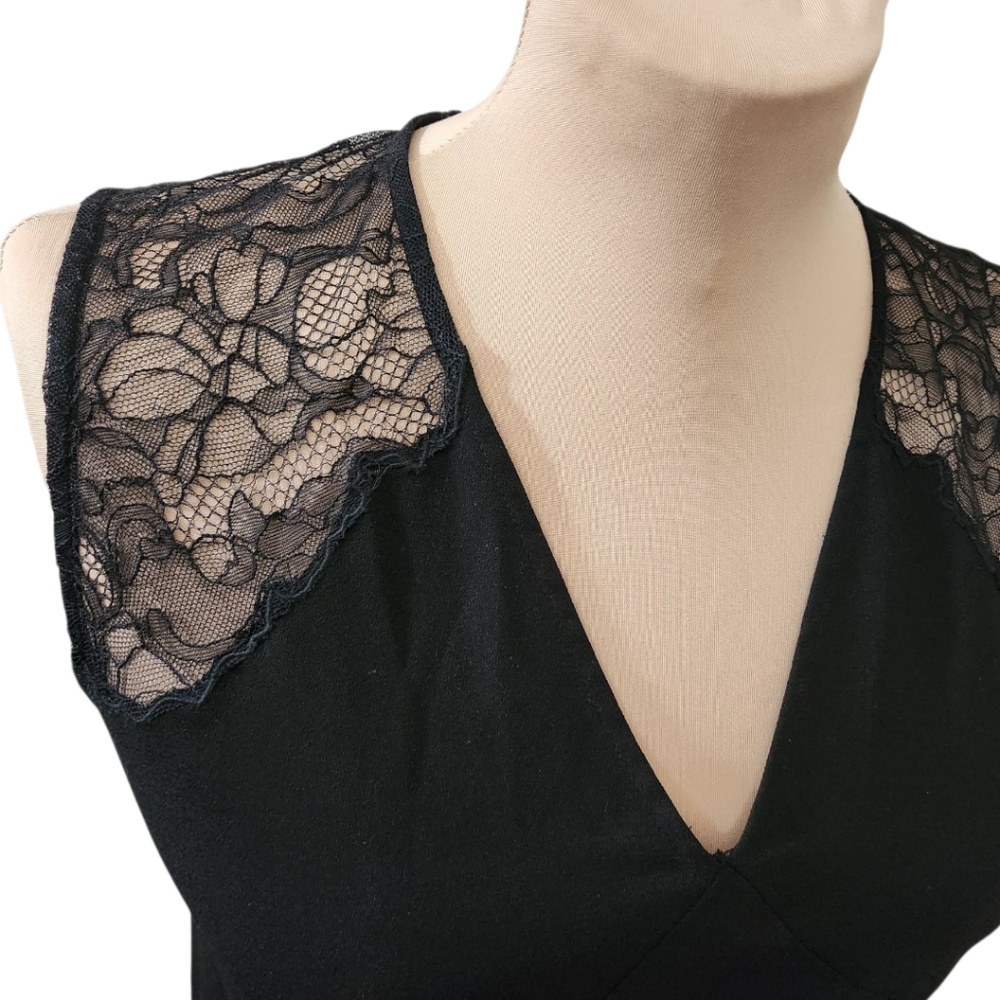 ALLSAINTS "Prism" Black Lace Trimmed Mini Dress - Size 4 - Picture 6 of 15